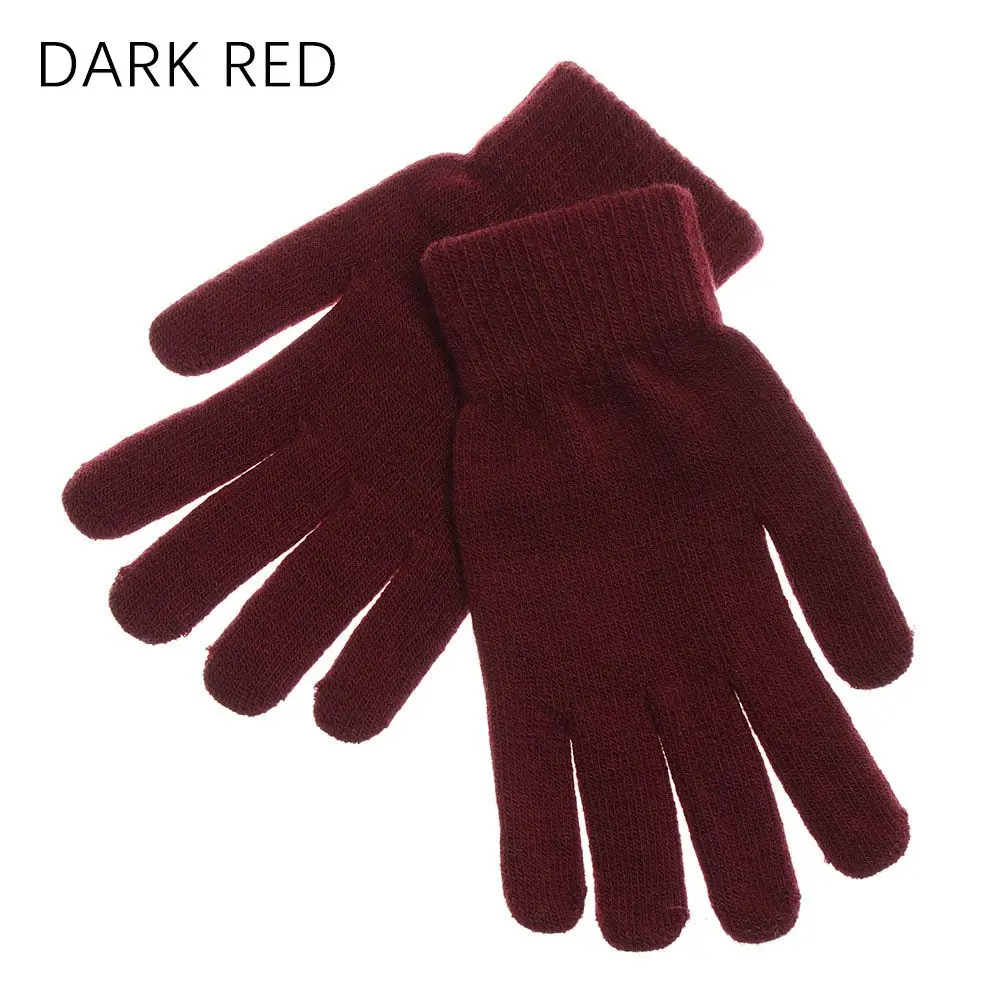 

Thicken Full Fingered Gloves Winter Warm Lining Ribbed Knitted Gloves Thermal Wrist Warmer Women Men Mittens Outdoor Activities