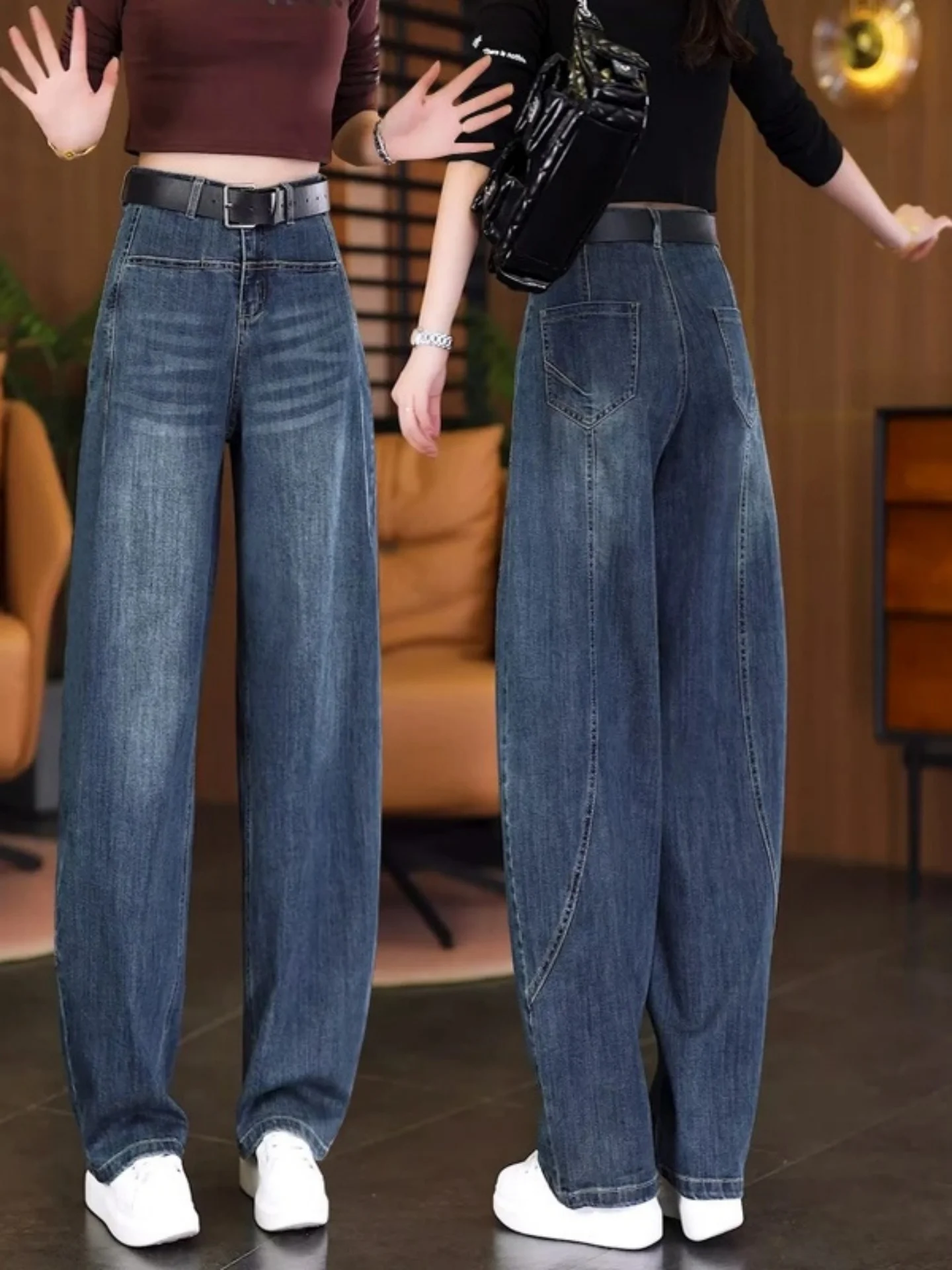 

Retro Style High Waist Wide Leg Jeans Fashionable Loose Fit Denim Pants Spring Autumn New Arrival Cotton Material Wear Resistant