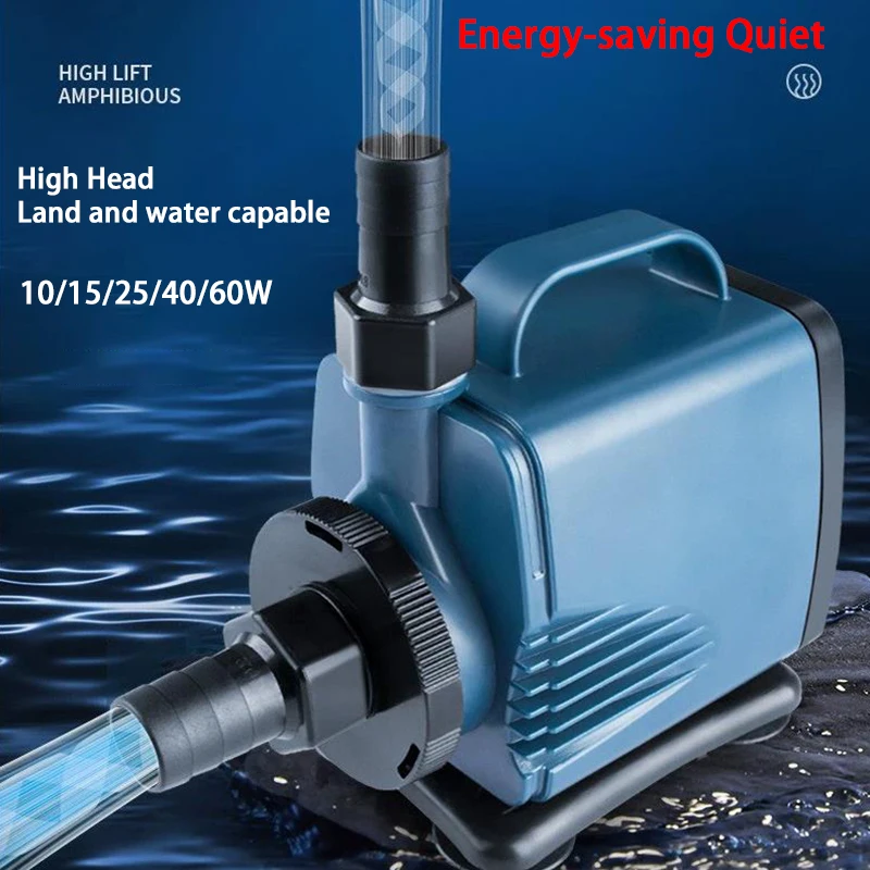 Submersible Water Pump for Fish Tank Pond, Hydroponics Garden Fountain Ultra-Quiet Waterfall 10/15/25/40/60W EU Plug 220V-240V