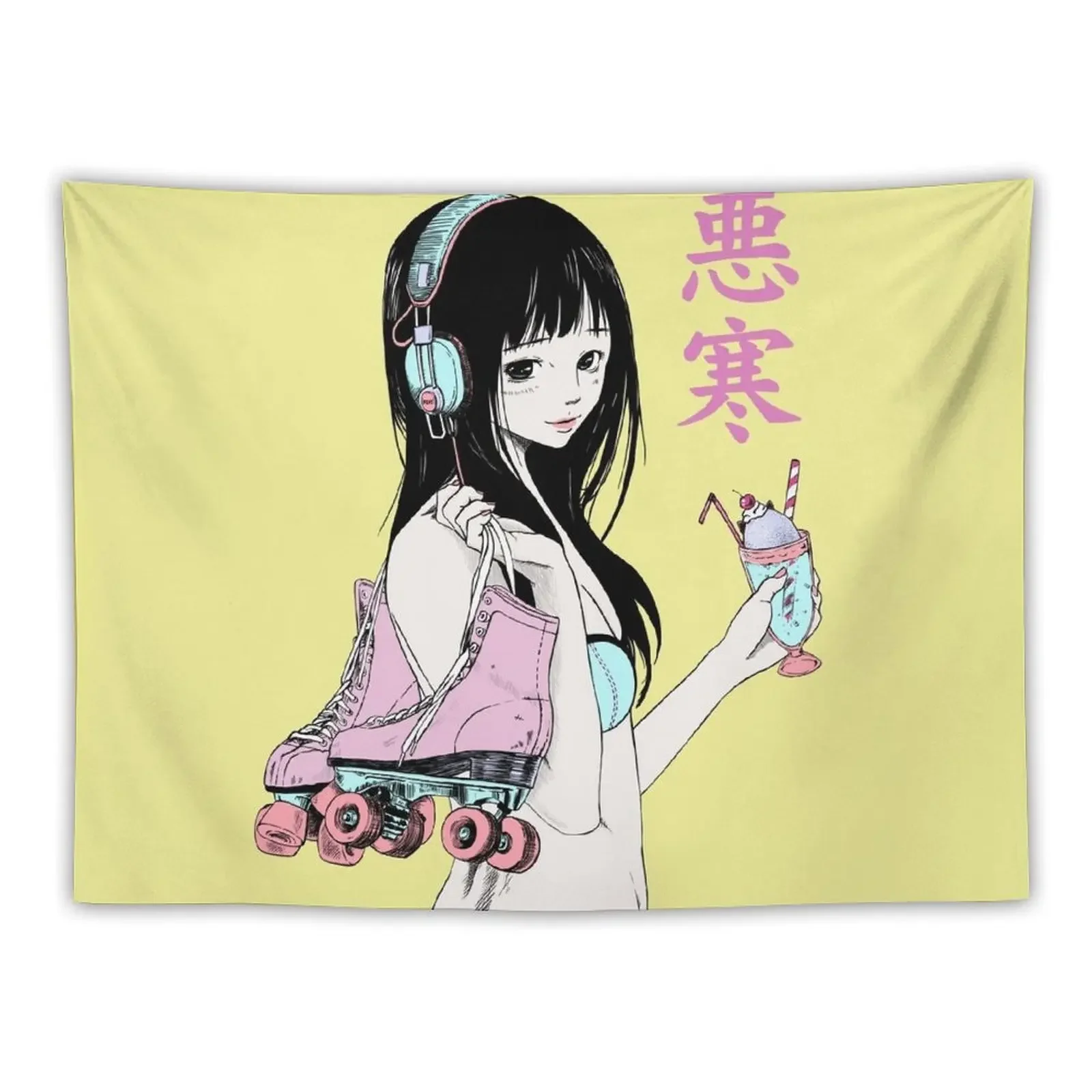 Chill Lofi Summer Girl Tapestry Custom Bedroom Decor Wall Decorations Tapestry