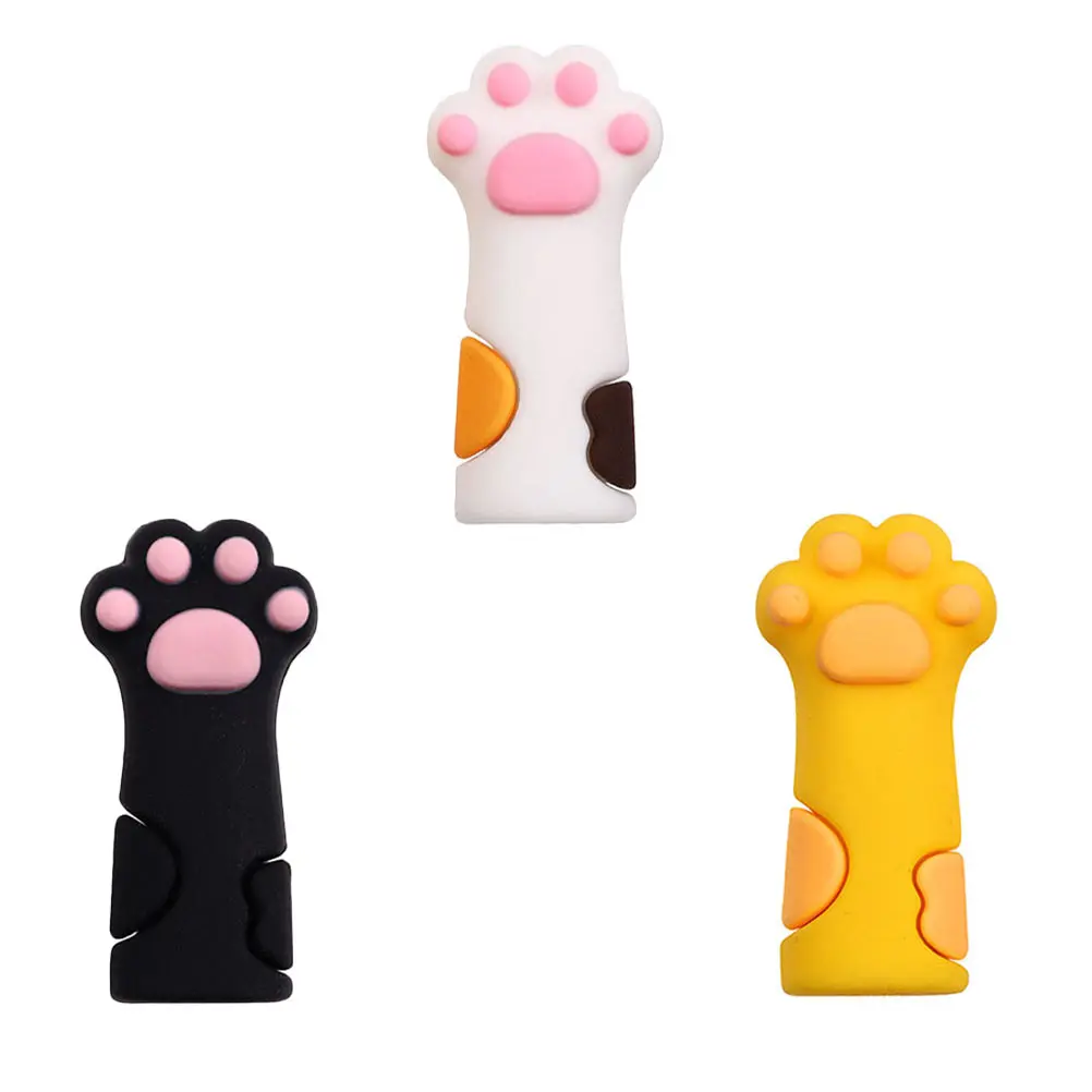 

6 Pcs Nail Scissors Protector Covers Cat Paw Modeling Silicone Cap Pedicure Tool Storage Case Black White Yellow Reusable Long
