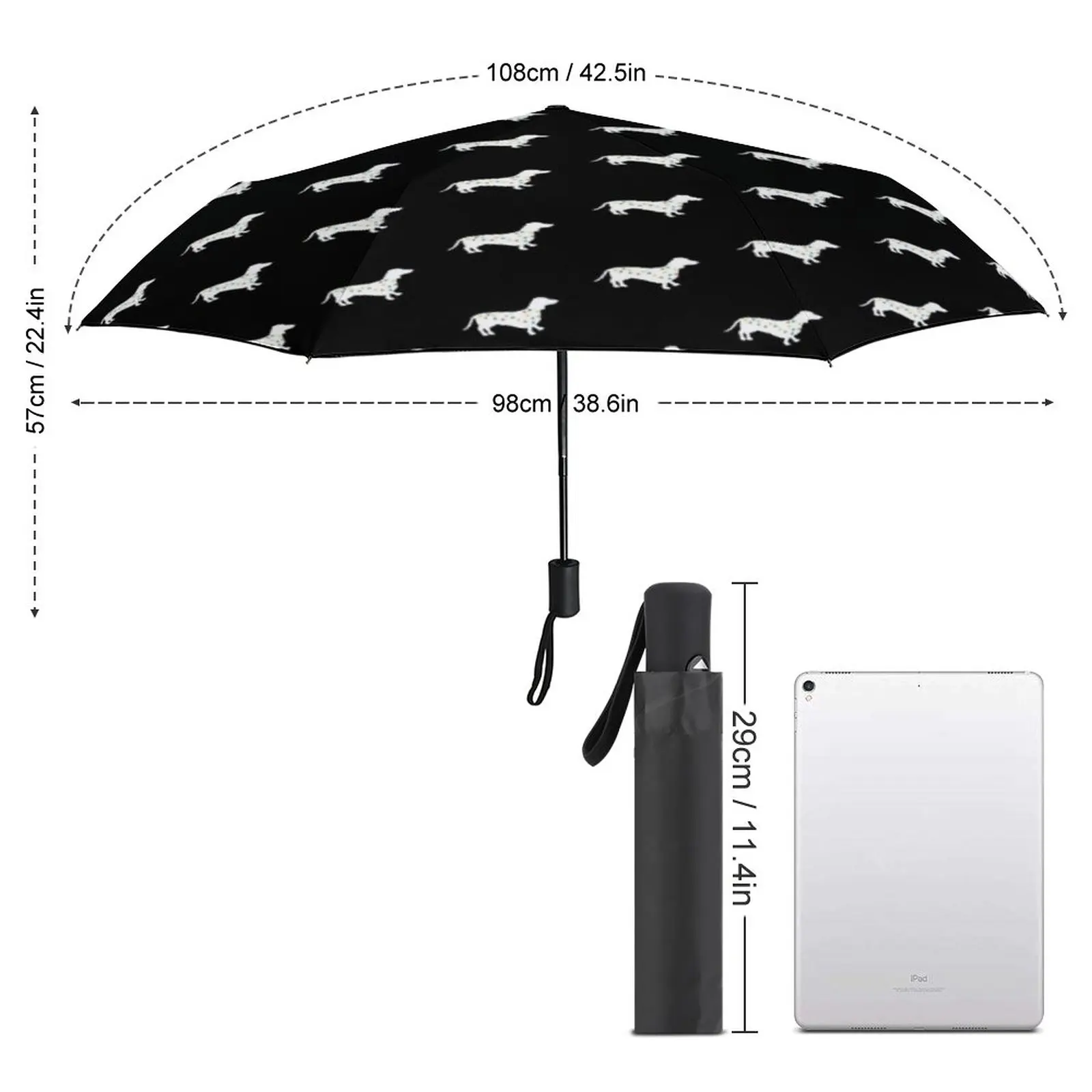 Dachshund Christmas Umbrella Cute Animal Windshield Sun Umbrella Unique Automatic Design Reinforced Umbrella