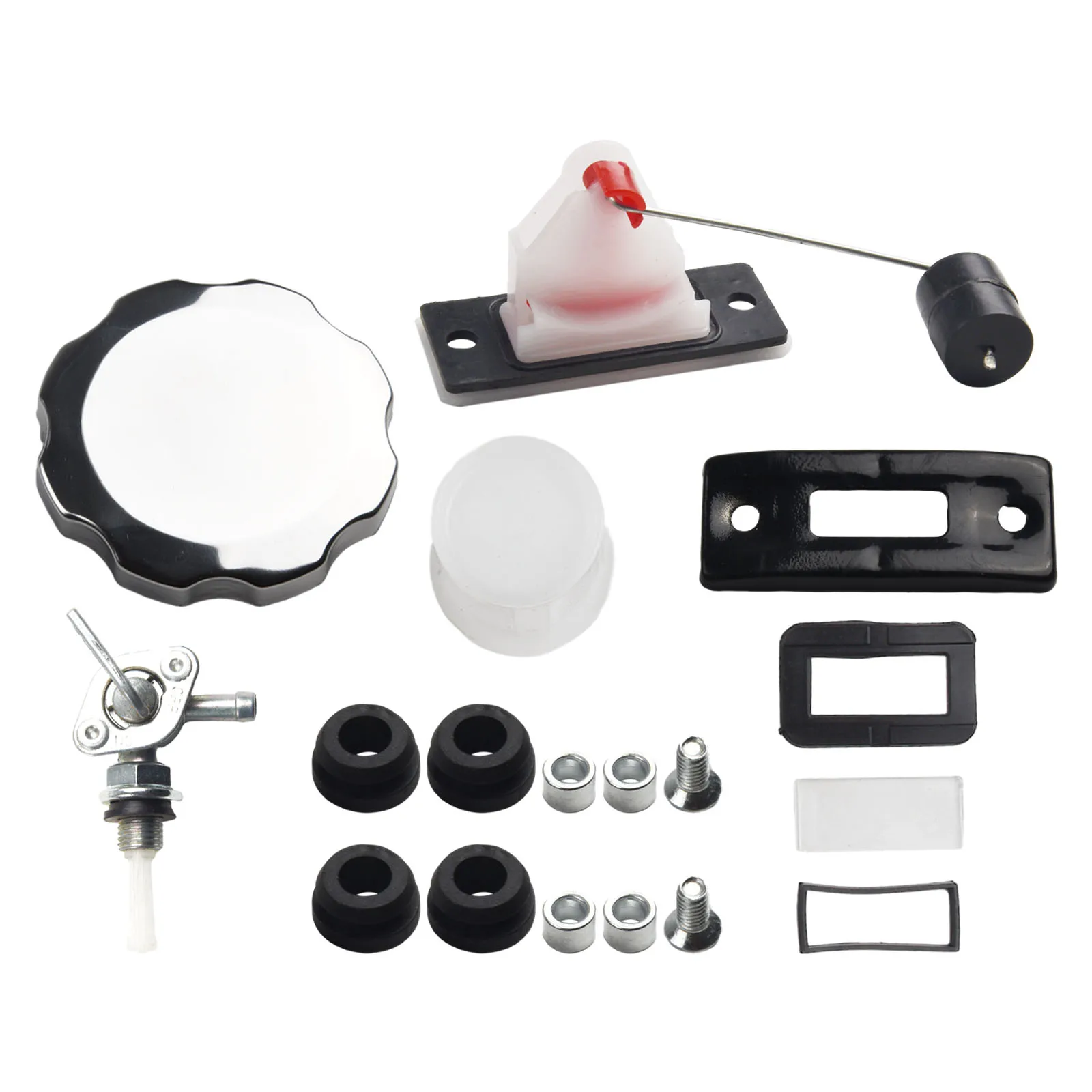Fuel Gas Tank Replacement Cap Kit with Petcock Filter and Pressure Gauge for Use with General Generators Plastic Metal