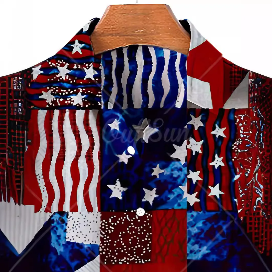 Summer Men's New Short Sleeved Shirt 3D Digital Printed Beach Casual Men's Top