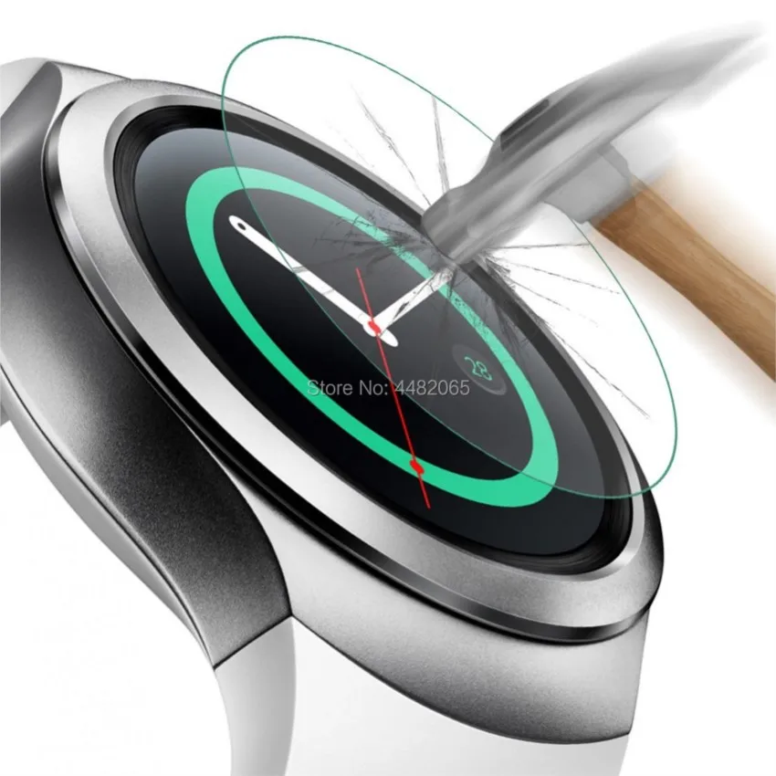 2 pçs/lote para samsung gear s2 s3 arredondado transparente em vidro temperado protetor de tela guarda pelicula de vidro escudo guarda capa