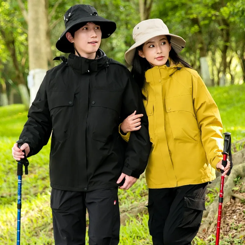 

Мужская куртка на хлопковой подкладке с внутренней подкладкой, ветрозащитная дышащая теплая куртка «три в одном» для пар, альпинистский костюм, куртки