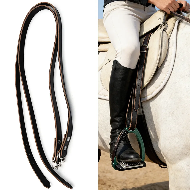 Double-layer Composite Leather, Adjustable Equestrian Stirrup Belt, Wear-resistant and Non-slip British Saddle Accessories