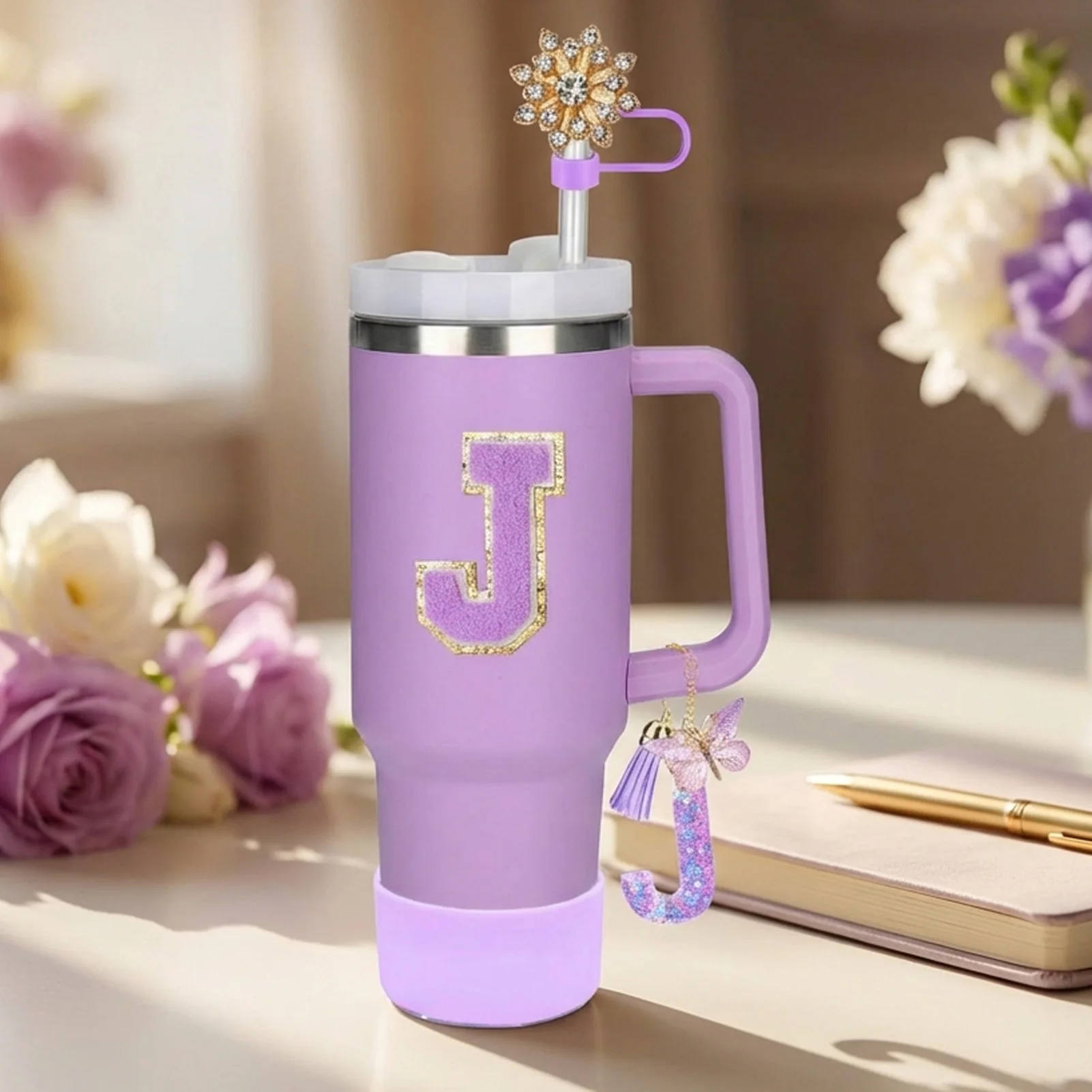 

Набор из 6 аксессуаров для стаканов: крышки для соломинок с декором из сплава, страз и жемчуга в виде снежинок