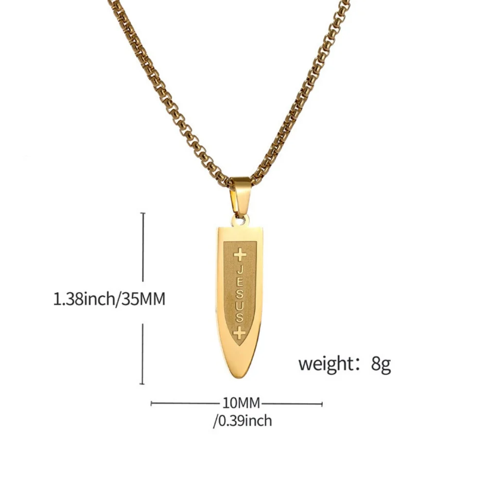 Hip-Hop Goldfarbene Edelstahl-Halskette Retro Herren Strukturierte Kleine Quadratische Platte Anhänger Halskette Mode-Schmuck Casual Accessoire – Detail 7