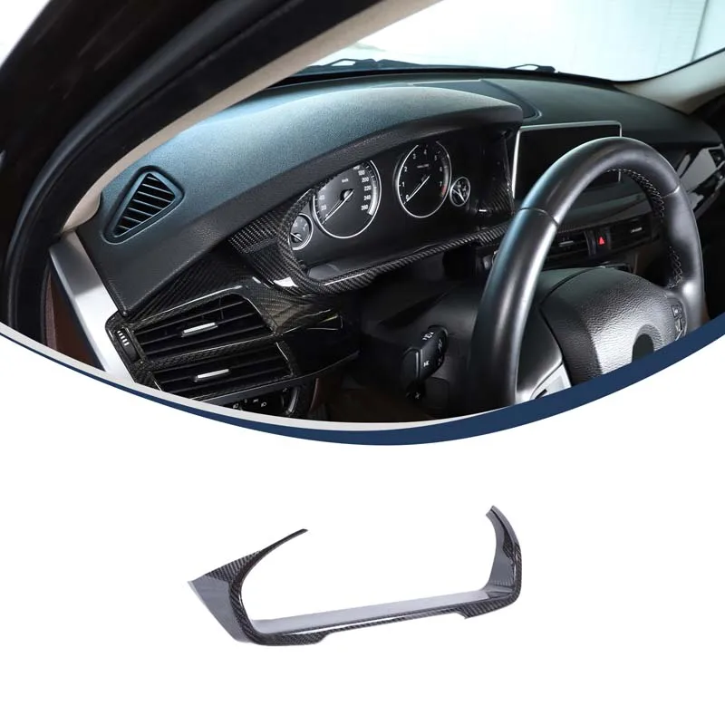 For BMW X5 F15 2014-2018 Real Carbon Fiber Car Instrument Panel Display Decorative Frame Sticker Car Interior Accessories 1Pcs