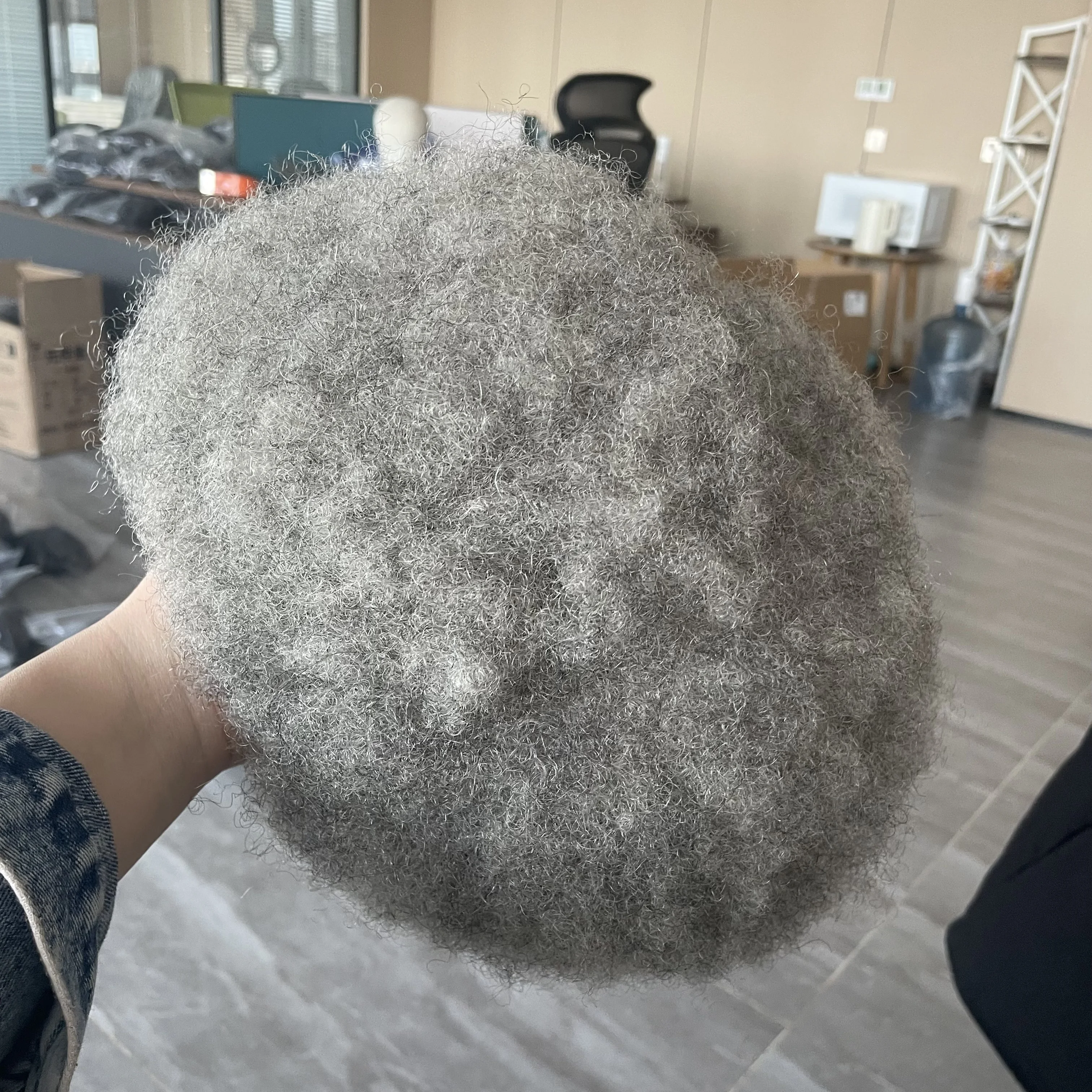 دائم شعري طبيعي 6 مللي متر الأفرو ضيق مجعد رمادي أسود 1B80 1B40 رجل الشعر المستعار 100% باروكة من شعر طبيعي كامل الجلد بولي Weave نسج الاصطناعية