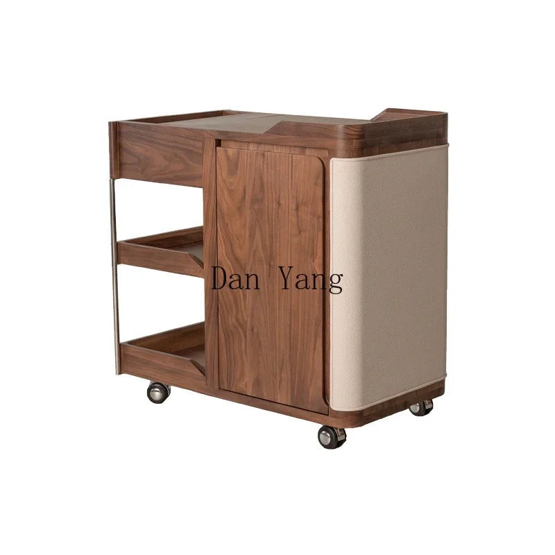 

YJ multi-functional movable trolley antique solid wood sofa side table living room coffee table household tea cabinet small