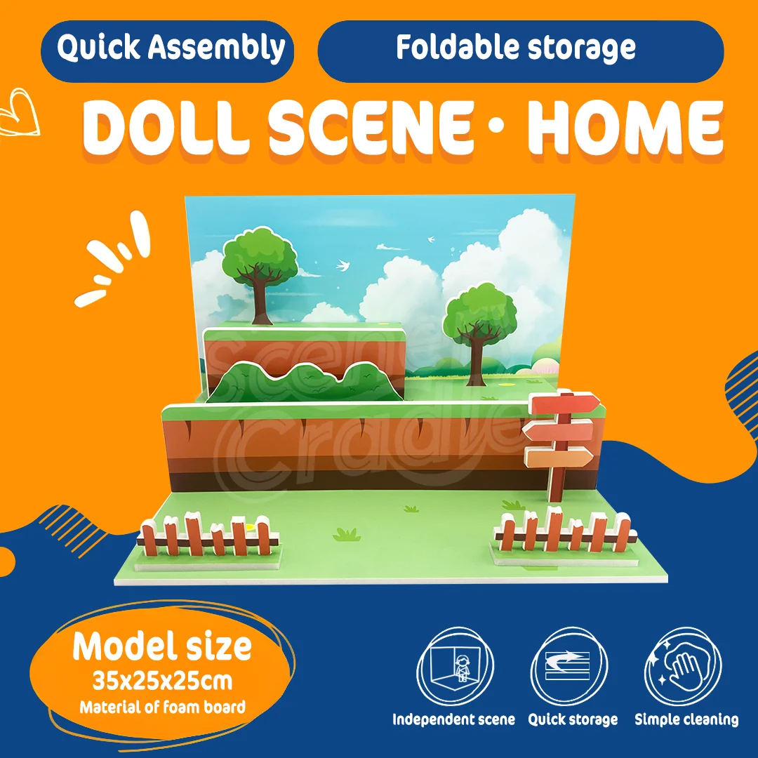 

Assembly model of miniature scene background board,used to display dolls,vehicles, actions, characters, PVC background materia