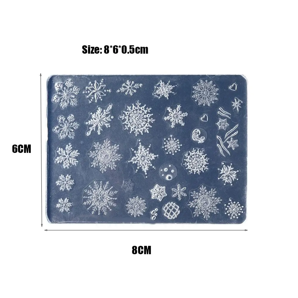 3D nagels kunst siliconen mal pad sneeuwvlok sneeuwpop kerstman nagel carving manicure tool winter kerst reliëf gel stencils DIY