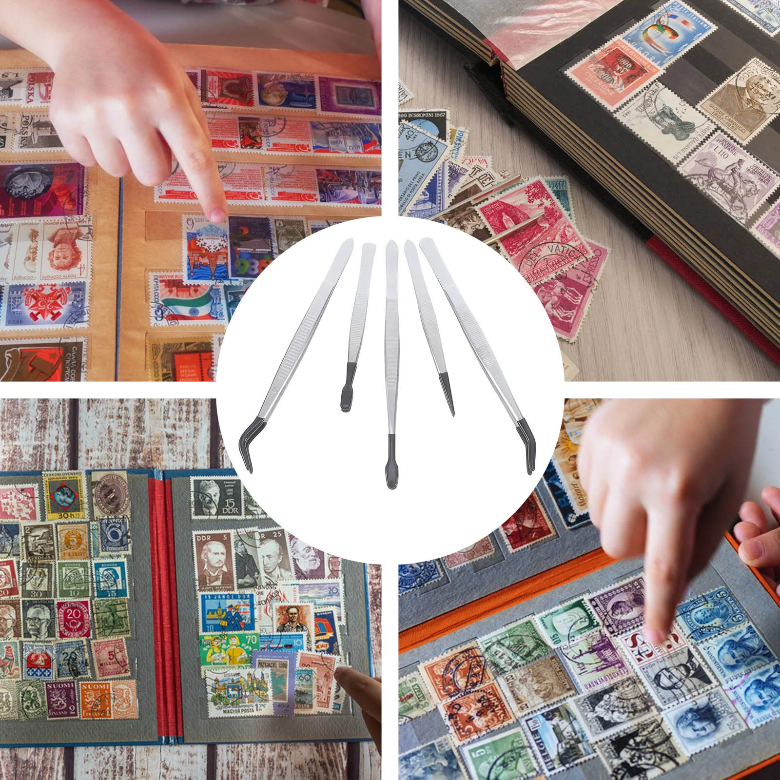 5 قطعة المطاط تلميح الملقط لينة الدقة الحرفية الملقط لصنع المجوهرات بناء الالكترونيات أدوات المختبر مجموعة الملقط السفر #6