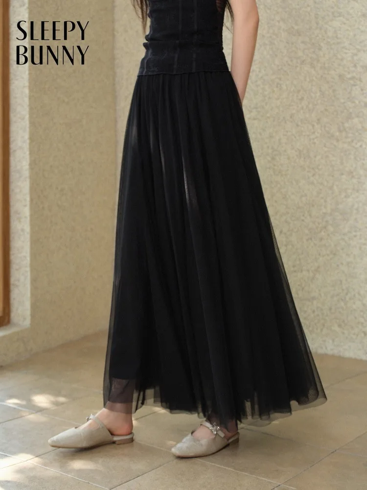 

Women High Waist Mesh Maxi Skirt Lady Spring Flowy A Line Full Swing Skirt Casual Elegant Party Bottoms Daily Office Date Outfit