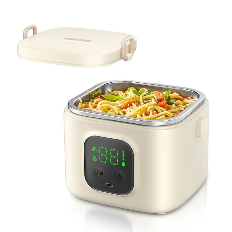 

【Big Deal】Cordless Food Warmer Electric Lunch Box Type-C Charging, Portable For Adults Kids For Work Go To School