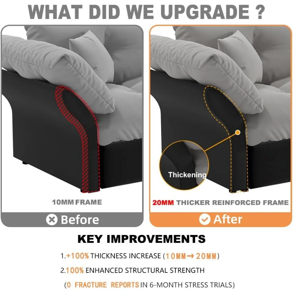 أريكة نوم مخملية بحجم كوين، كرسي بمقعدين قابل للتحويل، أريكة فوتون مريحة لغرفة المعيشة، سرير قابل للسحب يشبه السحابة #5