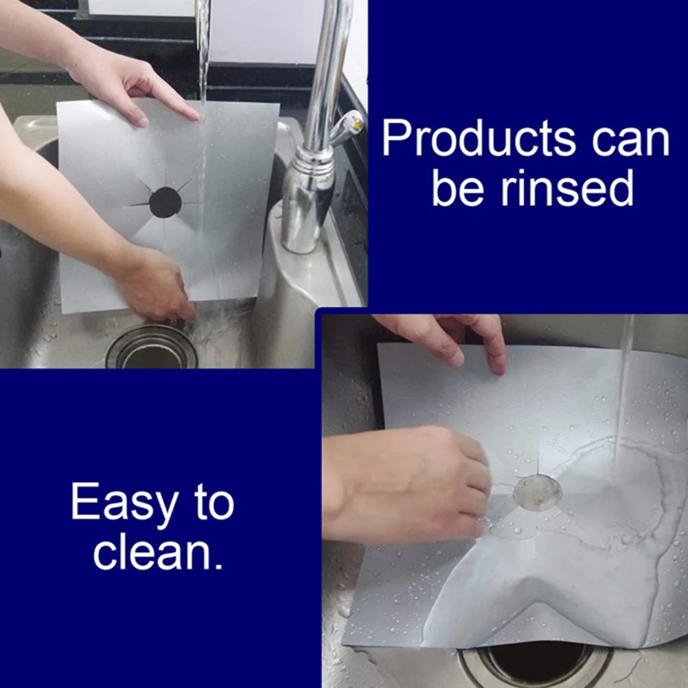 

4 Pcs Stove Top Protectors Silver Burner Covers Non-stick Reusable Gas Range Hob Protector Anti-oil Grease Proof Fits All