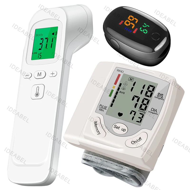 

Цифровой наручный монитор артериального давления, измеритель сердечного ритма, пульса, сфигмоманометр, ЖК-экран, термометр для лба, здравоохранение