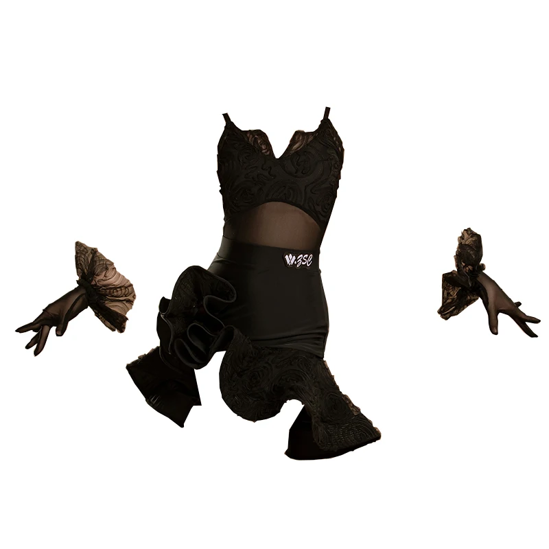 New Latin dance dress girls' sleeveless art examination dress performance practice set childrens professional dance skirt