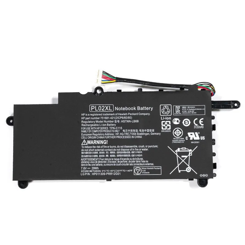 7.6V 3720mAh PL02XL Laptop Battery For HP Pavilion 11 X360 11-n010dx 11-n000snx 11-N014TU 11-N030TU 751681-421 HSTNN-LB6B