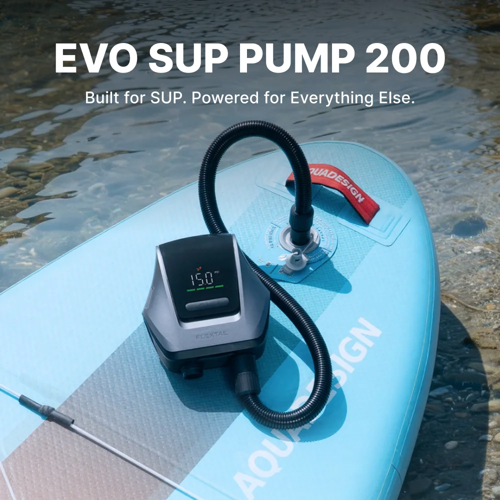 Bomba de Aire Recargable Inalámbrica FLEXTAIL EVO SUP PUMP 200 - 45 PSI, Batería de Alto Rendimiento de 15600 mAh, Ideal para SUP, Camionetas y Automóviles