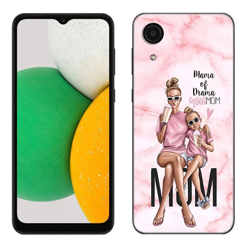 Baby Mom Girl Pink Black Phone Case For Samsung Galaxy A01 A03 Core A04 E A02 A05 A10 A20 A21 A30 A50 S A6 A8 Plus A7 2018 image 2