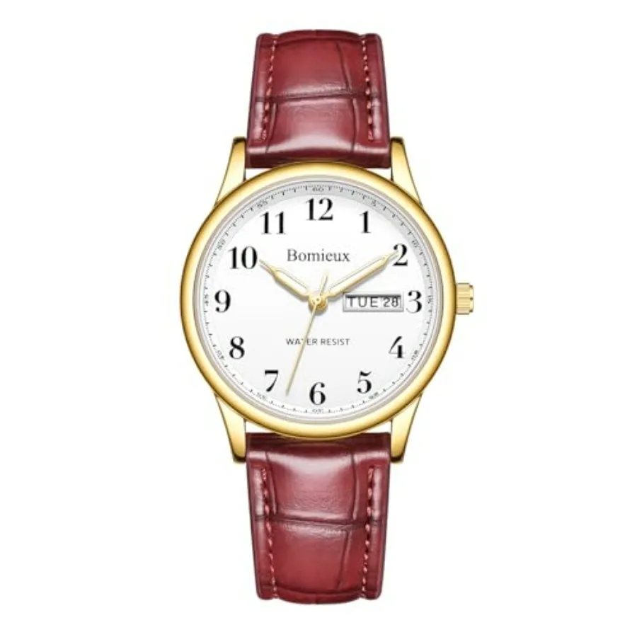 

Watches for Men, Business Casual Mens Watch, Waterproof Quartz Watch with Leather Strap, Luminous Hands, Date and Day Display,