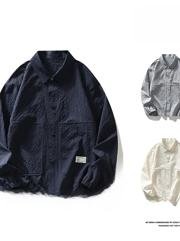 

Large Size Men's Casual Breathable Thin Long Sleeve Shirt UV Protection Spring Summer New Style Fashionable Polyester Fiber