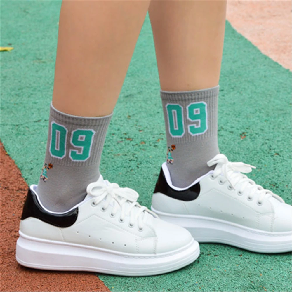 Chaussettes de sport unisexes Harajuku pour hommes, étoiles drôles de basket-ball, haute qualité respirante, numéro porte-bonheur, mode, 09, 21, 23, 24/35