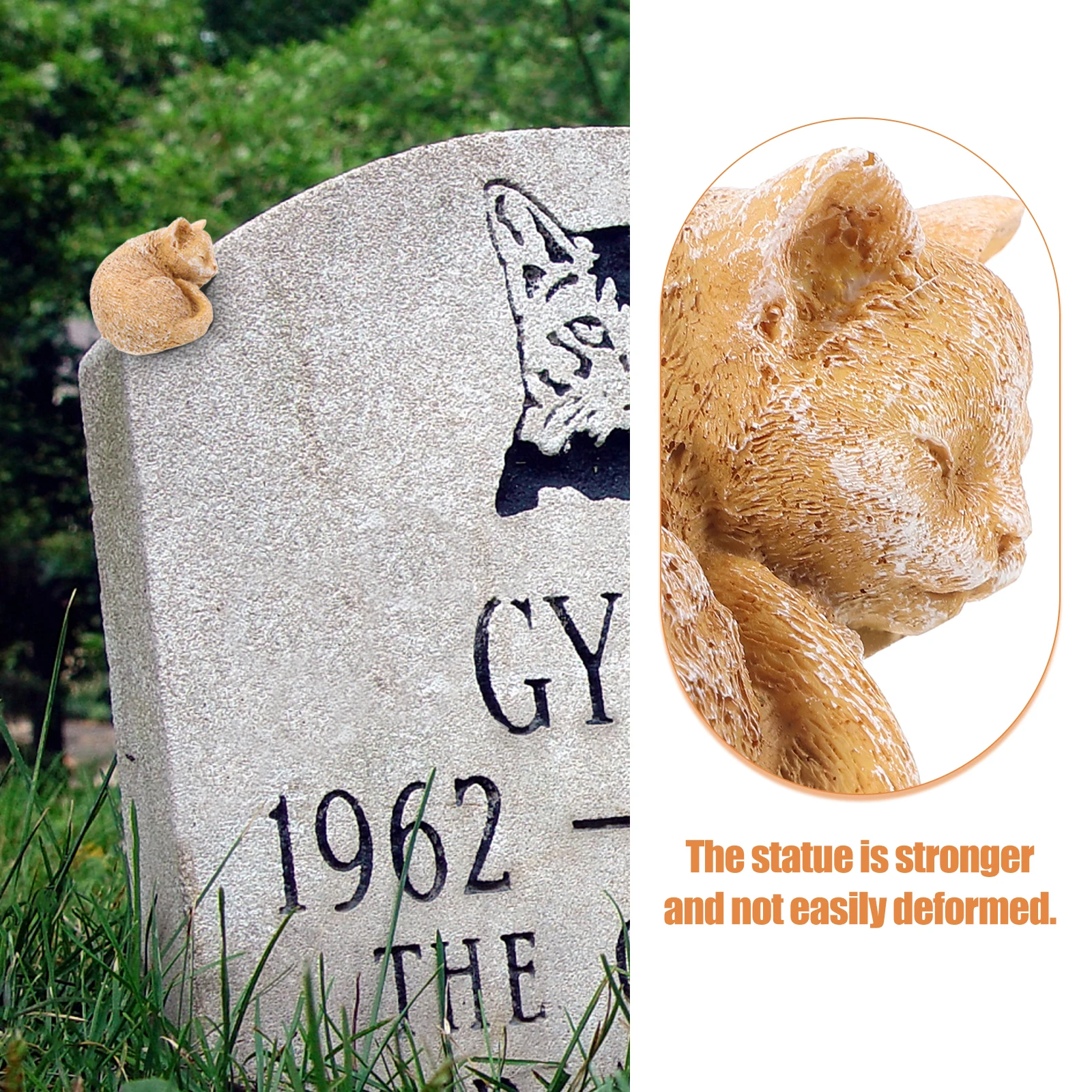 

Cat Statue Ornament Resin Pet Memorial Stone Outdoor Garden Grave Marker For Pets Tribute Burial Headstone Decor