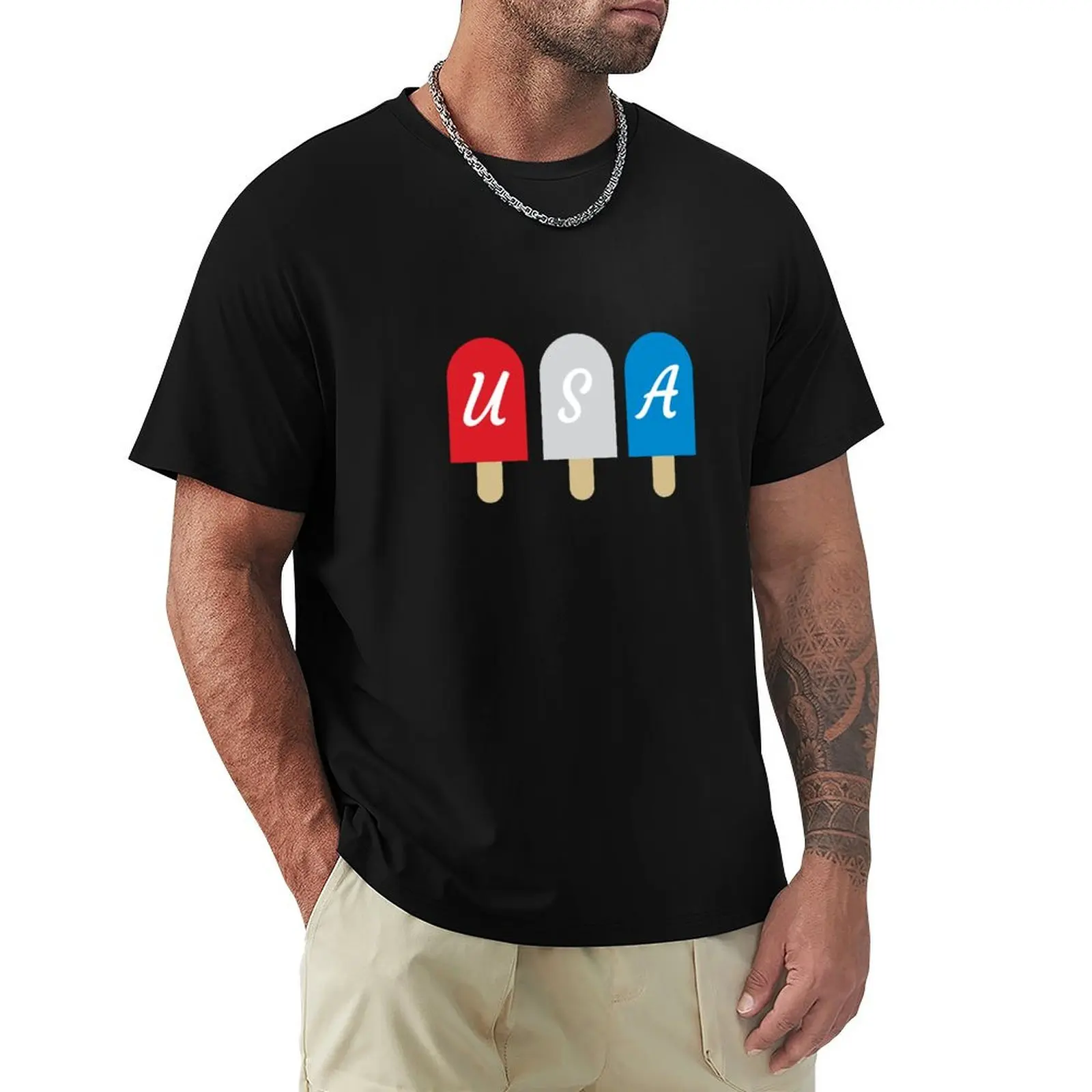 4th of July USA popsicles T-Shirt anime aesthetic clothes oversized t shirt sweat shirts, men