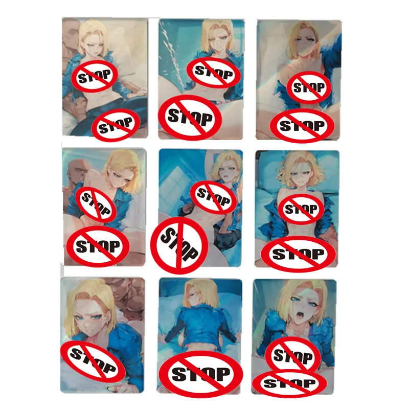 9Pcs/set  Anime Dragon Ball Sexy Nude Homemade Flash Card Android No. 18 Series ACG Game Toy Gift Collection Card DIY