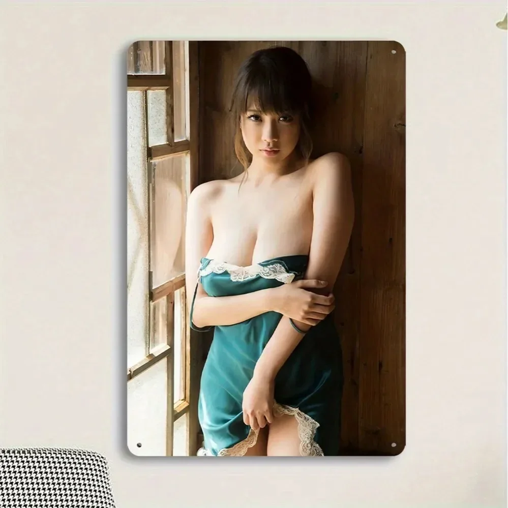 خمر الألومنيوم تسجيل امرأة آسيوية صورة ظلية جدار الفن 8x12 بوصة مقاوم للماء ديكور المنزل بار #1