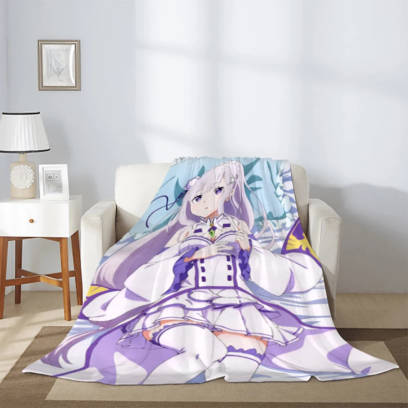 Emilia Warm Winter Blankets & Throws Re Life in a Different World From Zero Blanket for Sofa Anime Microfiber Bedding Knee Nap