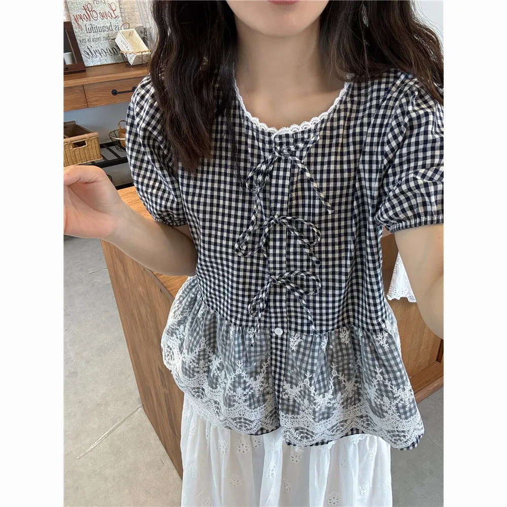 

Рубашки с коротким рукавом, женские деловые повседневные сетчатые укороченные модные художественные городские студенческие молодежные шикарные блузки