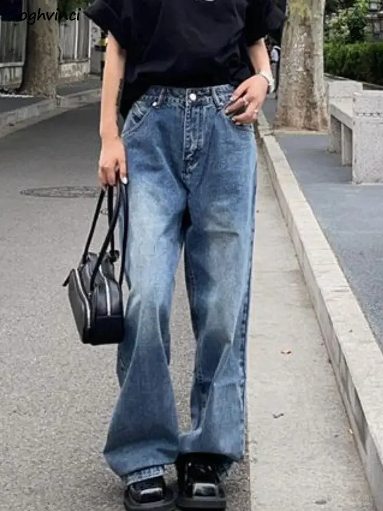 S-3XL Jeans Women Spring Denim Wide Leg Loose High Waist Retro Chic Fashion Cool Girls Popular Casual All-match Hot Sale Ulzzang