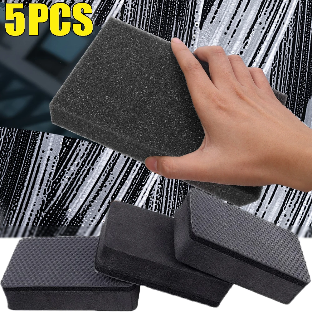 1/5PCS Car Wash Sponge Polishing Waxing Black Wipe Sponge Block Car Glass Absorbent Cleaning Eraser Household Cleaning Accessory