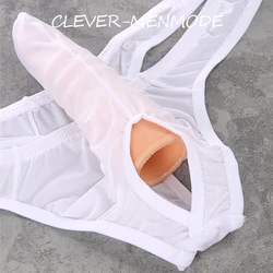 Sexy Men's Underwear Long Elephant Nose Penis Sheath Thong G String T Back Crotchless Panties Erotic Lingerie Hombre Adult 18+