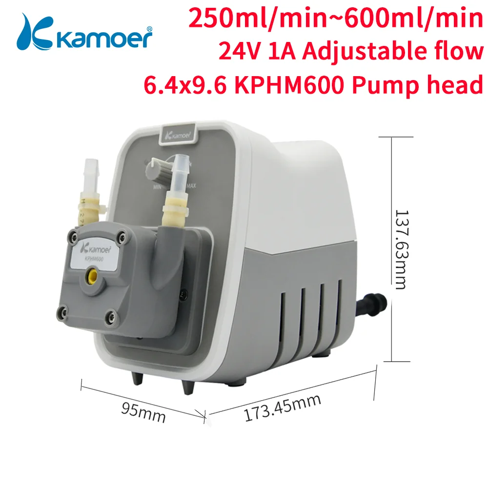 

Kamoer 250~600ml/min KCP600 High Flow Peristaltic Pump 24V DC Motor Dosing Pump Adjustable Flow with BPT Tube 6.4x9.6mm