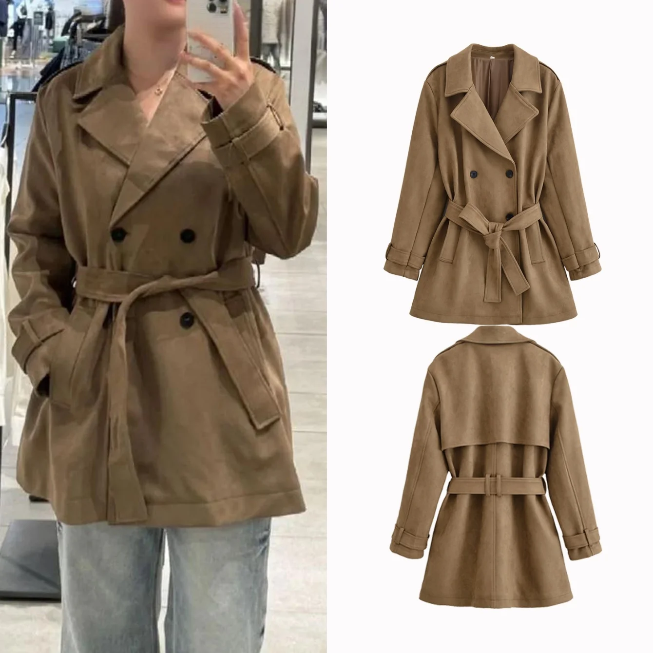 

Autumn Winter Women's Windbreaker Jacket Long Sleeve Double Breasted Belt Trench Coat Fashion Streetwear New Jacket Outerwear