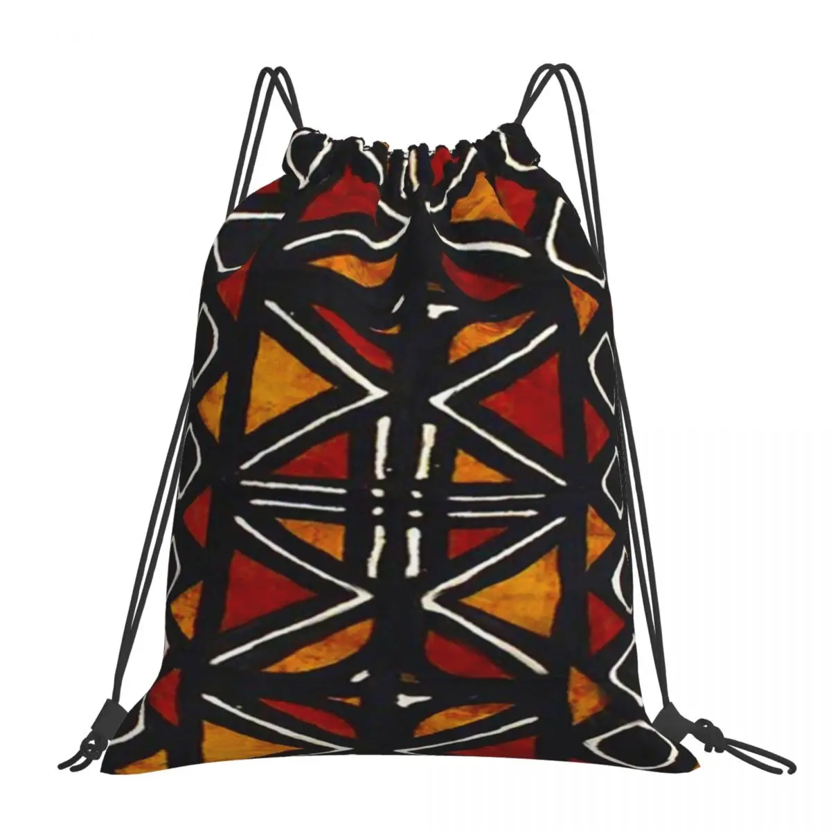 

African Bogolan Mudcloth Pattern Backpacks Drawstring Bags Drawstring Bundle Pocket Shoes Bag Book Bags For Travel School