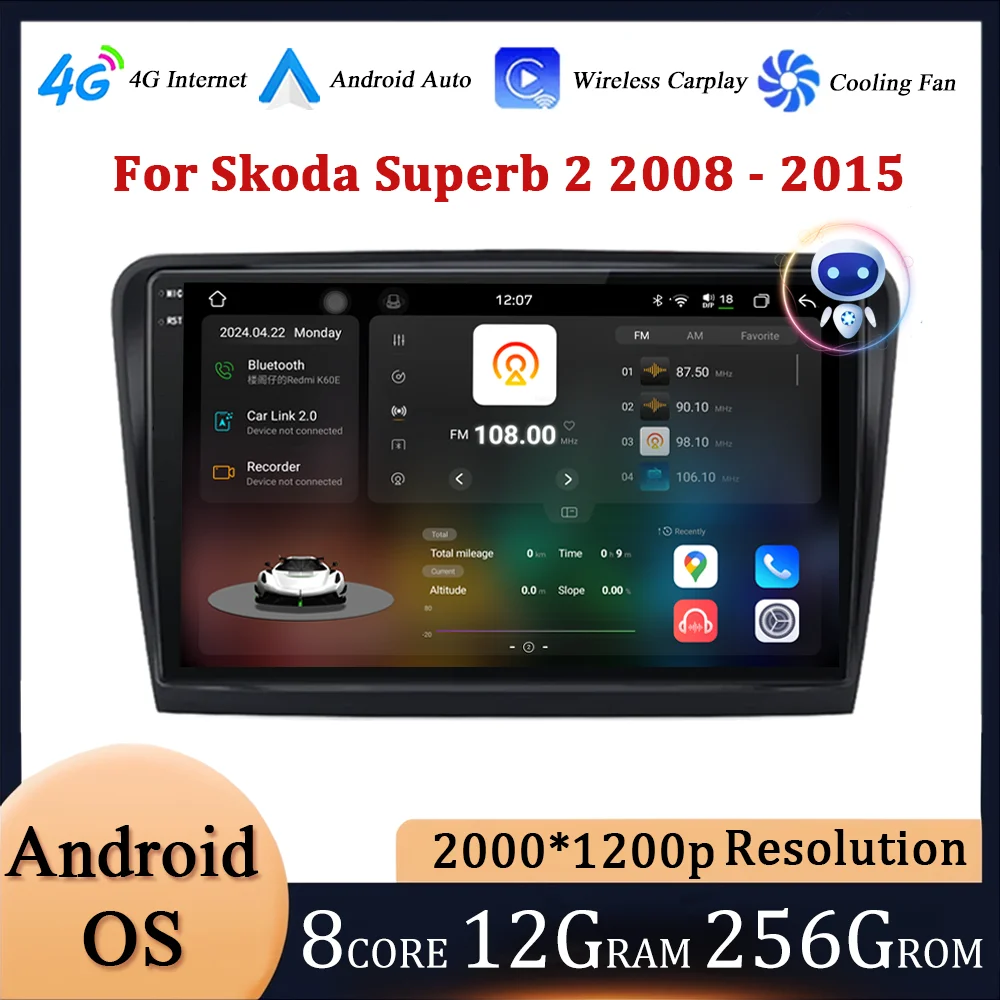 

Car Radio for Skoda Superb 2 B6 2008 - 2015 Android Automotive Multimedia Player GPS Navigation Carplay Touch Screen Auto Stereo