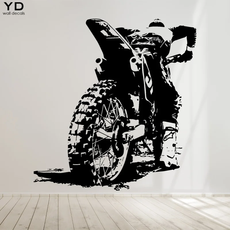 موتوكروس الترابية دراجة الجدار ملصق الفينيل ديكور المنزل بنين غرفة التين غرفة نوم دراجة نارية نادي المتطرفة الرياضة ملصق للإزالة جدارية S614