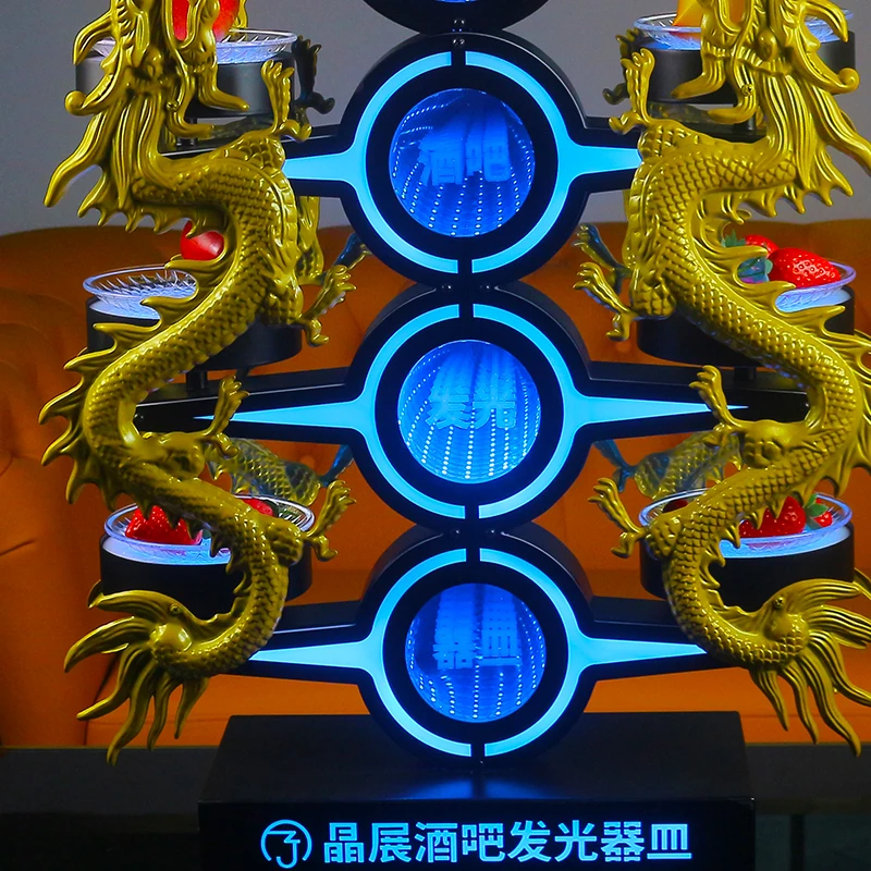 LED Luminous Dragon Shaped Multi-Layer Serving Tray for Snacks And Fruits Bar/KTV Decorative Item