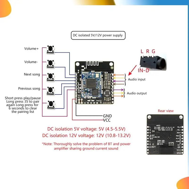

B48A DC 5 В/12 В Bluetooth музыкальный модуль APTX/ATPXHD программирование аудио усилитель автомобиль добавление функции Bluetooth DIY плата