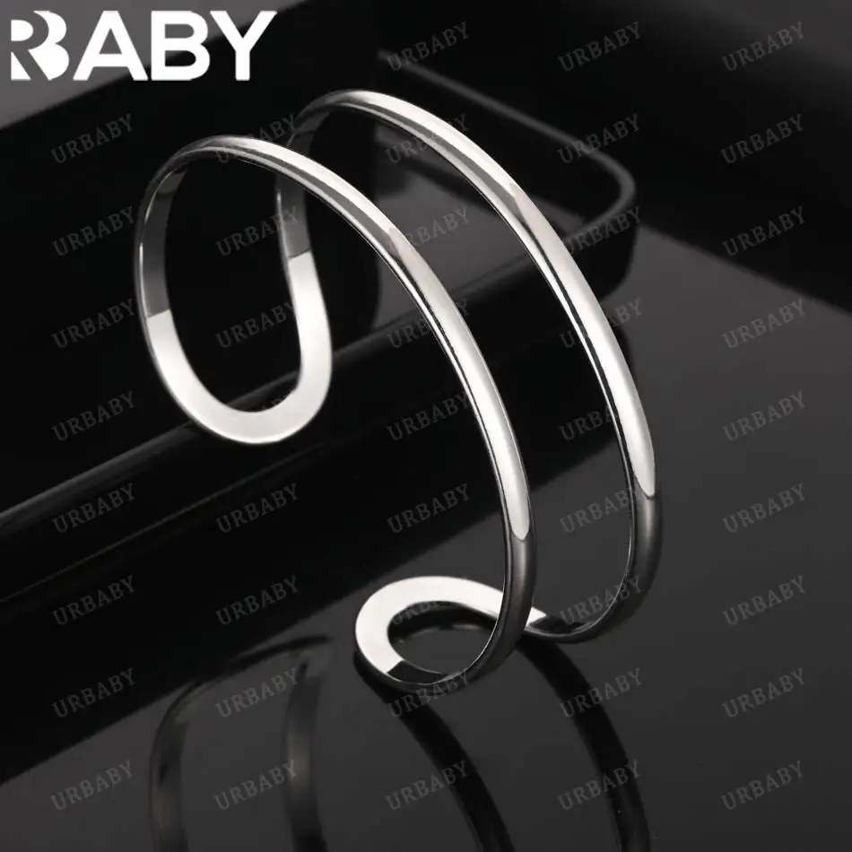 URBABY 925 الفضة الاسترليني تصميم هندسي الإسورة للنساء هدية للذكرى السنوية شعبية البرية الأزياء والمجوهرات الرومانسية