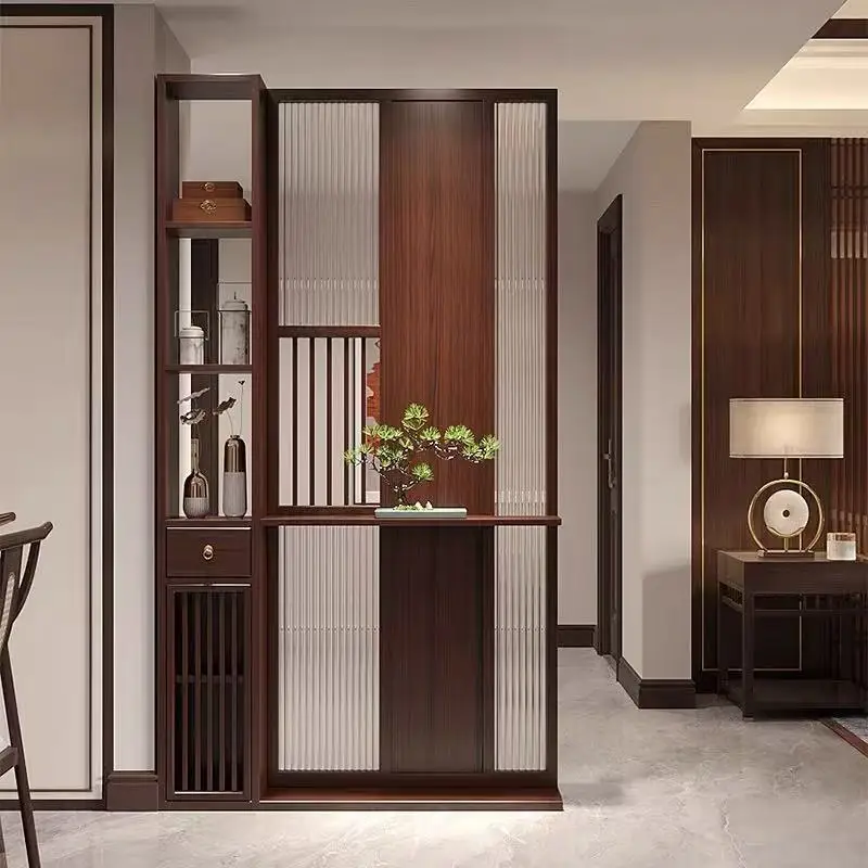 DSA modern simple glass screen entry door partition living room solid wood porch frame entry door blocking decoration