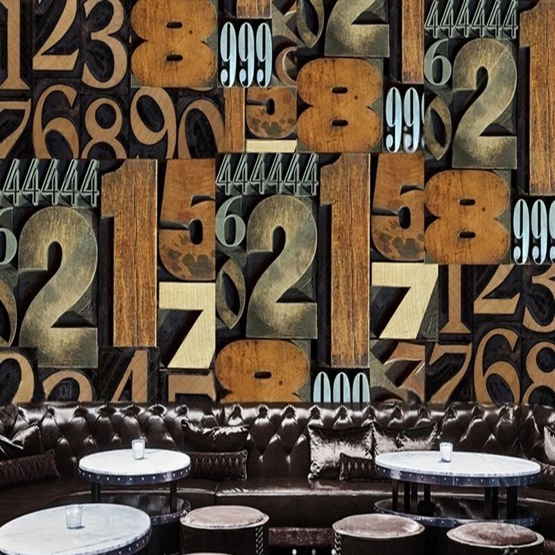 MU9054 Nordic retro and nostalgic woodcut digital workwear TV home decoration background wall paper